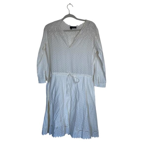 The Kooples Broderie Anglais Dobby Dress White Lace Dainty Cottagecore Medium - Picture 1 of 7